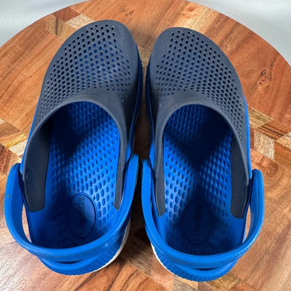 Crocs LiteRide Clog Kids Size 13 Navy Electric Blue Perforated Slip On Shoes